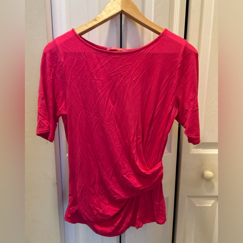 Catherine Malandrino Ruched Jersey Top | Hot Pink | Size M